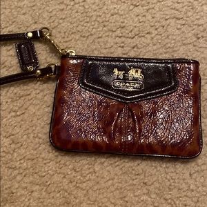 Coach animal print patent leather wristlet